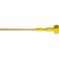 Gripper - Clamp Style Handle - Should be used with 1″ headband mops - Plastic Yellow Head, Hardwood Handle - Americas Industrial Supply