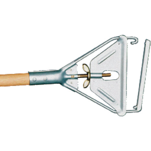 Invader - Easy Change Wet Mop Handle - Large Steel Head - Wood Handle - Should be used with 5″ headband mops only - Americas Industrial Supply