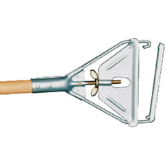 Invader - Easy Change Wet Mop Handle - Large Steel Head - Wood Handle - Should be used with 5″ headband mops only - Americas Industrial Supply