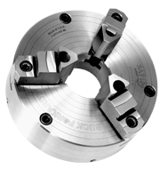 Ajust-Tru+ Universal Chuck - 4" Plain Mount; 3-Jaw; Solid Jaw - Americas Industrial Supply