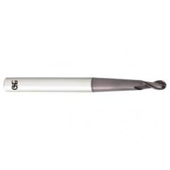 2mm Dia. - 60mm OAL - Carbide - Ball End HP End Mill-2 FL - Americas Industrial Supply