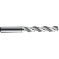 11/32″ Dia. × 10 mm Shank × 61 mm Flute Length × 103 mm OAL, 5xD, 124°, TB, 3 Flute, External, Round Solid Carbide Drill