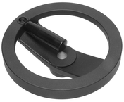 70934, 6 Inch 2 Spoke with Folding Handle Aluminum Powder Coated Hand Wheel with 5/8" Bore - Americas Industrial Supply