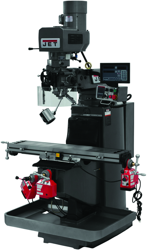 JTM-949EVS Mill With 3-Axis Newall DP700 DRO (Quill) With X-Axis Powerfeed and Air Powered Draw Bar - Americas Industrial Supply