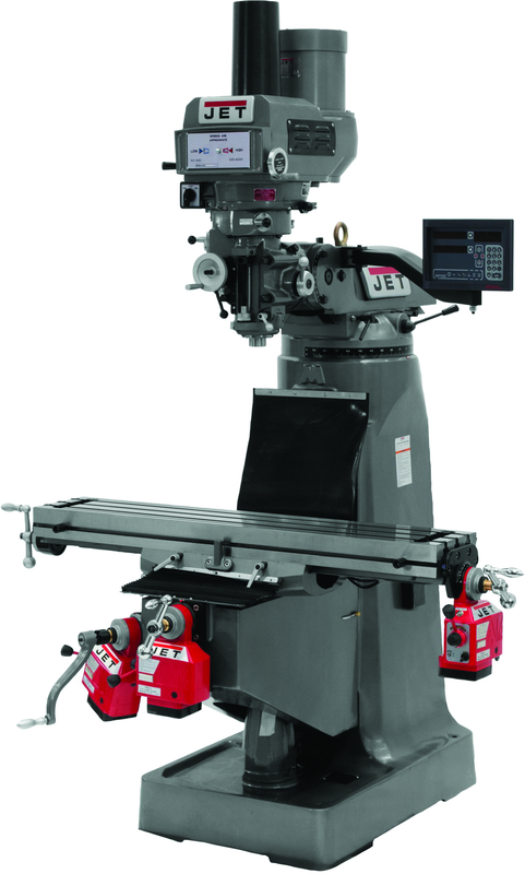 JTM-4VS Mill With 3-Axis Newall DP700 DRO (Quill) With X, Y and Z-Axis Powerfeeds and Power Draw Bar - Americas Industrial Supply