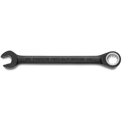 Proto Black Chrome Combination Non-Reversible Ratcheting Wrench 1/2″ - Spline - Americas Industrial Supply