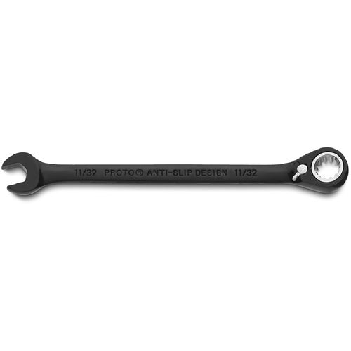 Proto Black Chrome Combination Reversible Ratcheting Wrench 11/32″ - Spline - Americas Industrial Supply