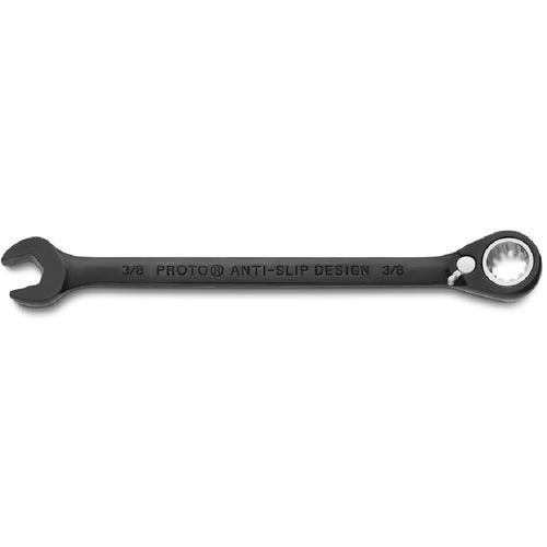 Proto Black Chrome Combination Reversible Ratcheting Wrench 3/8″ - Spline - Americas Industrial Supply