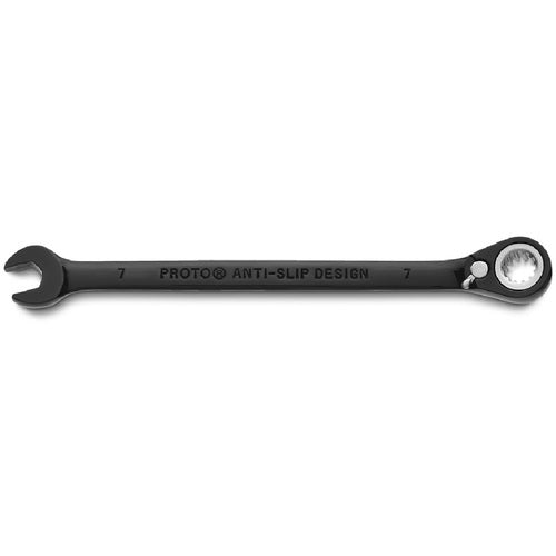 Proto Black Chrome Combination Reversible Ratcheting Wrench 7 mm - Spline - Americas Industrial Supply