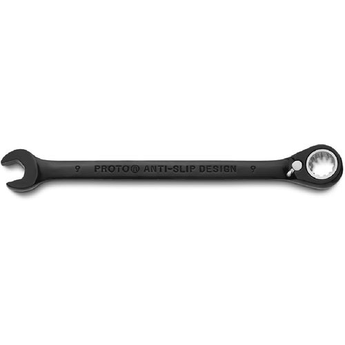 Proto Black Chrome Combination Reversible Ratcheting Wrench 9 mm - Spline - Americas Industrial Supply