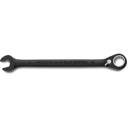 Proto Black Chrome Combination Reversible Ratcheting Wrench 10 mm - Spline - Americas Industrial Supply