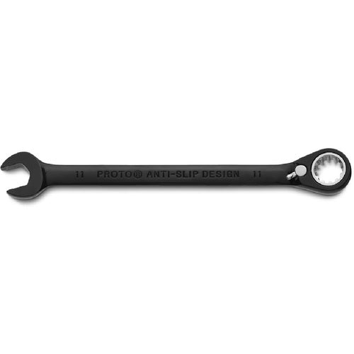 Proto Black Chrome Combination Reversible Ratcheting Wrench 11 mm - Spline - Americas Industrial Supply