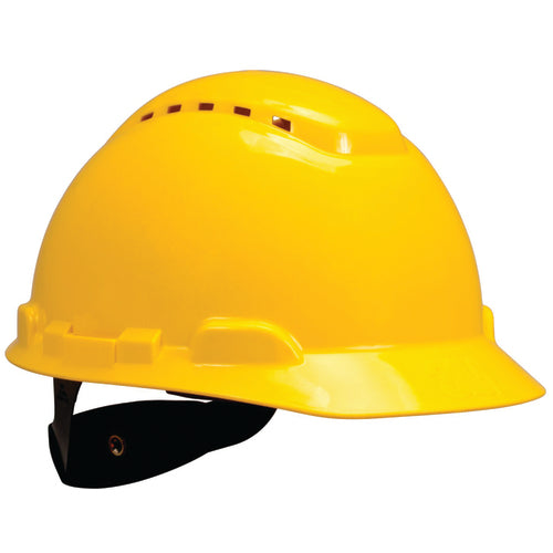 ‎3M Hard Hat with Uvicator H-702V-UV Vented Yellow 4-Point Ratchet Suspension - Americas Industrial Supply