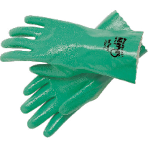 Predaknit Gloves - Green - Full Rough Nitrile Coating - Interlock Lined - 12″ Gauntlet Cuff - Size Large - Americas Industrial Supply