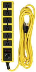 6 Outlet - Black/Yellow - Surge Protector/Circuit Breaker - Americas Industrial Supply