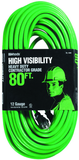 80' Ext. Cord Extra HD 1-Outlet- Neon High Visibility - Americas Industrial Supply