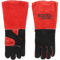 Welding Gloves - Red Black Leather Indus - Americas Industrial Supply