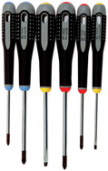 6 Piece - Ergo Handle Screwdriver Set - Includes: #1 x 4; #2 x 4 Phillips; #1 x 4; #2 x 4 Pozidriv; 9/64 x 3; 7/32 x 4 Slotted Cabinet - Americas Industrial Supply