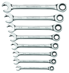 8 Piece - Revesible Combination Ratcheting Wrench Set SAE - Americas Industrial Supply