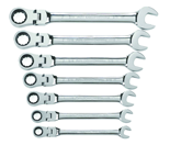 7 Piece - Flex-Head Combination Ratcheting Wrench Set SAE - Americas Industrial Supply