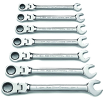 7 Piece - Flex-Head Metric Combination Ratcheting Wrench Set - Americas Industrial Supply