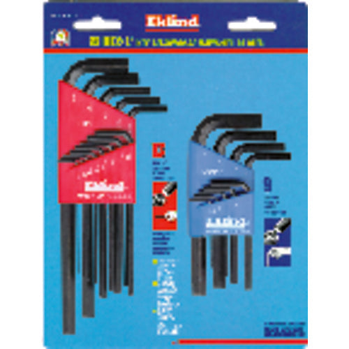 22 Pieces-0.050″-3/8″ & 1.5-10 mm Long & Short Arm Style - Hex Key Set - Americas Industrial Supply