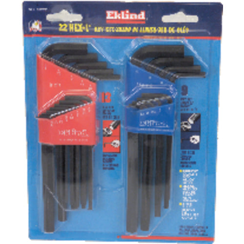 22 Pieces-0.050″-3/8″ & 1.5-10 mm Long Arm Style - Hex Key Set - Americas Industrial Supply