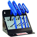 8 Piece - 2.0 - 10mm T-Handle Style - 9'' Arm- Hex Key Set with Plain Grip in Stand - Americas Industrial Supply