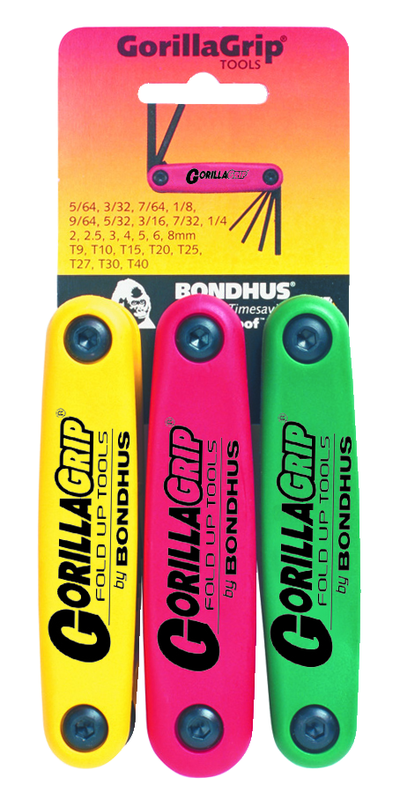 24 Piece - Color Coded. w/ProGuard Finish - Includes 12587 - 7 Piece Tool (2mm-8mm); 12589 - 9 Piece Tool (5/64"-1/4") & 12634 - 8 Piece Tool (T9-T40) - GorillaGrip Fold Up Tool Triple Pack - Americas Industrial Supply