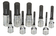 9 Piece - 4; 5; 6; 7; 8; 10; 12; 14; 17mm - 2" OAL - Pro Hold® Metric Socket Bit Set - Americas Industrial Supply