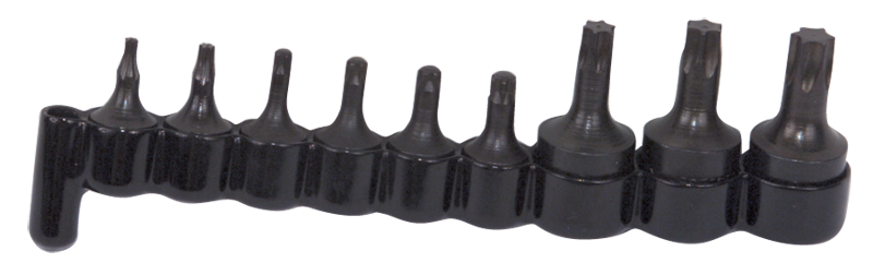 9 Piece - #26550 - 1/4 & 3/8'' Drive - Includes: T10; T15; T20; T25; T27; T30; T40; T45; T50 - Socket Drive Torx Bit SEt - Americas Industrial Supply