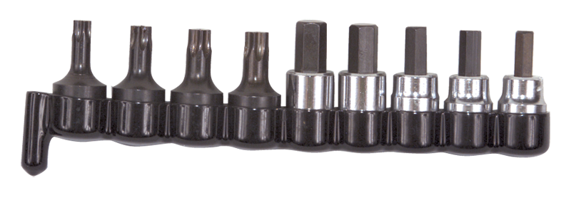 9 Piece - #29150 - 3/8'' Drive - Includes: 1/4; 3/8 Hex; 7; 8; 10mm Hex; T40; T45; T47; T50 Torx - Socket Drive Hex & Torx Bit Set - Americas Industrial Supply