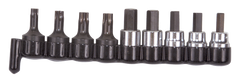 9 Piece - #29150 - 3/8'' Drive - Includes: 1/4; 3/8 Hex; 7; 8; 10mm Hex; T40; T45; T47; T50 Torx - Socket Drive Hex & Torx Bit Set - Americas Industrial Supply