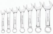 Snap-On/Williams Combination Wrench Set -- 7 Pieces; Chrome 12-Point; Set Includes: 3/8; 7/16; 1/2; 9/16; 5/8; 11/16; 3/4" - Americas Industrial Supply