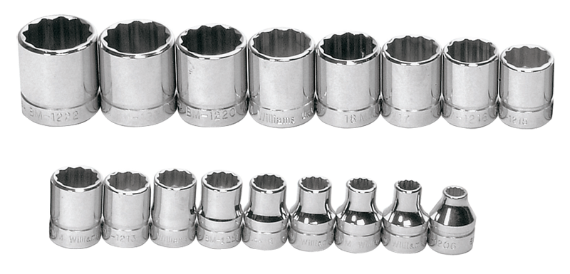 17 Piece - #9323200 - 6 to 22mm - 3/8" Drive - 12 Point - Metric Socket Set - Americas Industrial Supply