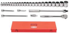 29 Piece - #9323644 - 10 to 21mm - 1/2" Drive - 12 Point - Metric Socket Set - Americas Industrial Supply