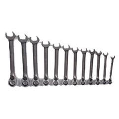 Snap-On/Williams Reverse Ratcheting Wrench Set -- 12 Pieces; 12PT Chrome Plated; Includes Sizes: 8; 9; 10; 11; 12; 13; 14; 15; 16; 17; 18; 19mm; 5° Swing - Americas Industrial Supply