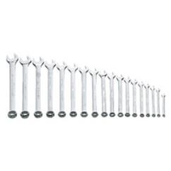 Snap-On/Williams Metric Combination Wrench Set -- 18 Pieces; 12PT Satin Chrome; Includes Sizes: 7; 8; 9; 10; 11; 12; 13; 14; 15; 16; 17; 18; 19; 20; 21; 22; 23; 24mm - Americas Industrial Supply