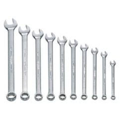 Snap-On/Williams Metric Combination Wrench Set -- 10 Pieces; 12PT Satin Chrome; Includes Sizes: 7; 8; 9; 10; 11; 12; 13; 15; 17mm - Americas Industrial Supply