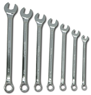 Snap-On/Williams Fractional Combination Wrench Set -- 7 Pieces; 12PT Satin Chrome; Includes Sizes: 3/8; 7/16; 1/2; 9/16; 5/8; 11/16; 3/4" - Americas Industrial Supply