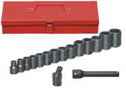 16 Piece - #9324566 - 10 to 27mm - 1/2" Drive - 6 Point - Metric Deep Impact Socket Set - Americas Industrial Supply