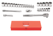 29 Piece - #9328137 - 1/4 to 7/8" & 6 to 19mm - 3/8" Drive- 6 & 12 Point - Socket Set - Americas Industrial Supply