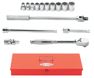 15 Piece - #9328151 - 7/16 to 1" - 1/2" Drive - 12 Point - Socket Set - Americas Industrial Supply