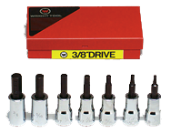 7 Piece - 1/8; 5/32; 3/16; 7/32; 1/4; 5/16; 3/8" - 3/8" Drive - Hex Bit Set - Americas Industrial Supply