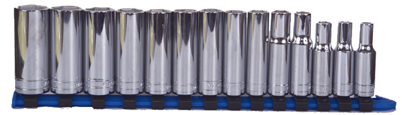 14 Piece - #355 - 6 to 19mm - 3/8'' Drive - 6 Point - Metric Deep Socket Set - Americas Industrial Supply