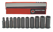 11 Piece - #412 - 3/8 to 1" - 1/2'' Drive - 6 Point - Deep Impact Socket Set - Americas Industrial Supply