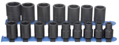16 Piece - #466 - 10 to 27mm - 1/2'' Drive - 6 Point - Metric Impact Socket Set - Americas Industrial Supply