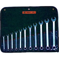 Wright Tool Fractional Combination Wrench Set -- 11 Pieces; 12PT Chrome Plated; Includes Sizes: 3/8; 7/16; 1/2; 9/16; 5/8; 11/16; 3/4; 13/16; 7/8; 15/16; 1"; Grip Feature - Americas Industrial Supply