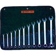 Wright Tool Fractional Combination Wrench Set -- 11 Pieces; 12PT Chrome Plated; Includes Sizes: 3/8; 7/16; 1/2; 9/16; 5/8; 11/16; 3/4; 13/16; 7/8; 15/16; 1"; Grip Feature - Americas Industrial Supply