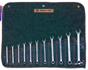 Wright Tool Metric Combination Wrench Set -- 11 Pieces; 12PT Chrome Plated; Includes Sizes: 7; 8; 9; 10; 11; 12; 13; 14; 15; 17; 19mm - Americas Industrial Supply